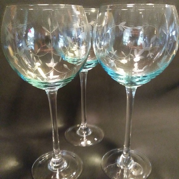 3 Lenox Heather Blue Balloon Crystal Wine Glasses - Picture 6 of 15